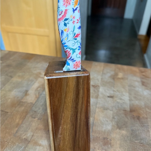The Pioneer Woman Floral Ceramic Knife Set with Wooden Block 4 knives - Picture 4 of 9